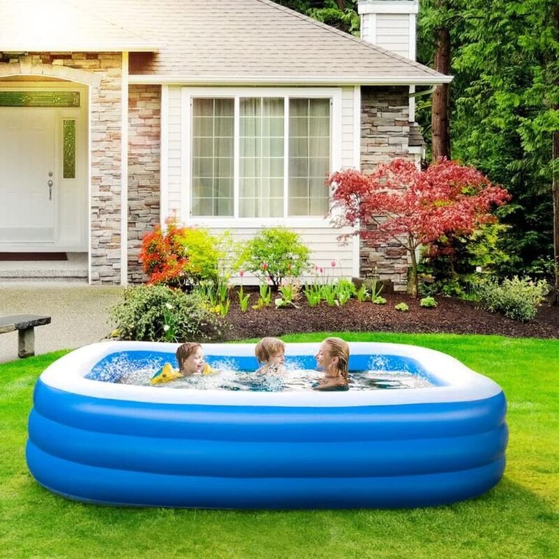 Piscine gonflable rectangulaire à trois niveaux, adaptée à une utilisation intérieure et extérieure, mesurant 150 × 105 × 50 cm. - 2