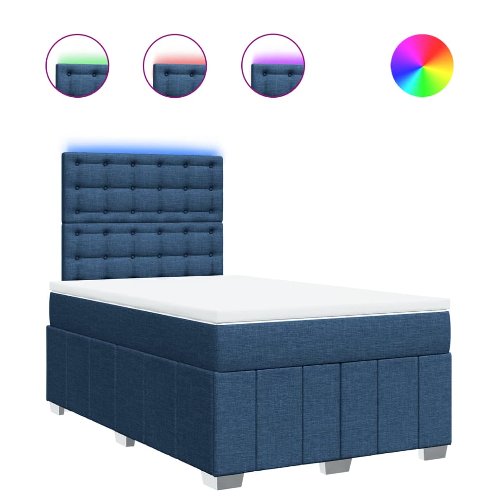 Maison Exclusive - Sommier à lattes de lit avec matelas Bleu 120x200 cm Tissu - 2