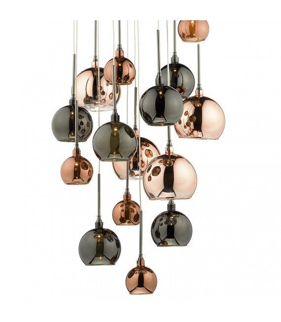 Suspension Aurelia chrome noir poli et multicouleur 15 ampoules - 3