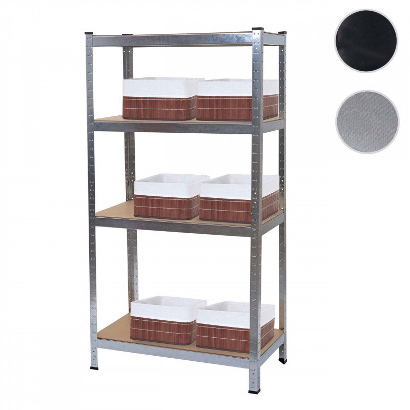 Regał do dużych obciążeń HWC-D67, regał warsztatowy, 160x80x40cm nośność do 320kg z 6x koszem do przechowywania HWC-C21 ~ czarny