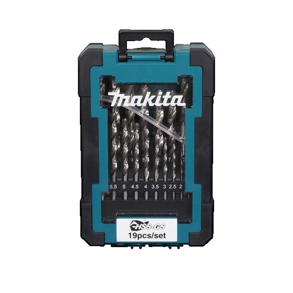 Zestaw wierteł Makita HSS-GS 19 sztuk stal szybkotnąca niebieski