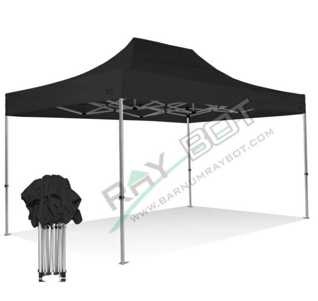 Gazebo Pieghevole 3x4,5 RAY BOT Nero Professionale Senza Laterali . Tessuto Impermeabile Da 350g/m in PVC. Gazebo Rapido