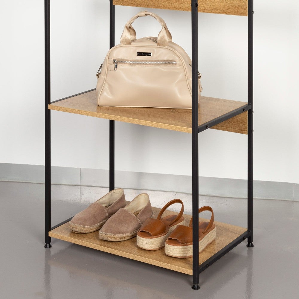 Max Home Armario abierto madera y acero 3 estantes 60x40x175 cm - 5