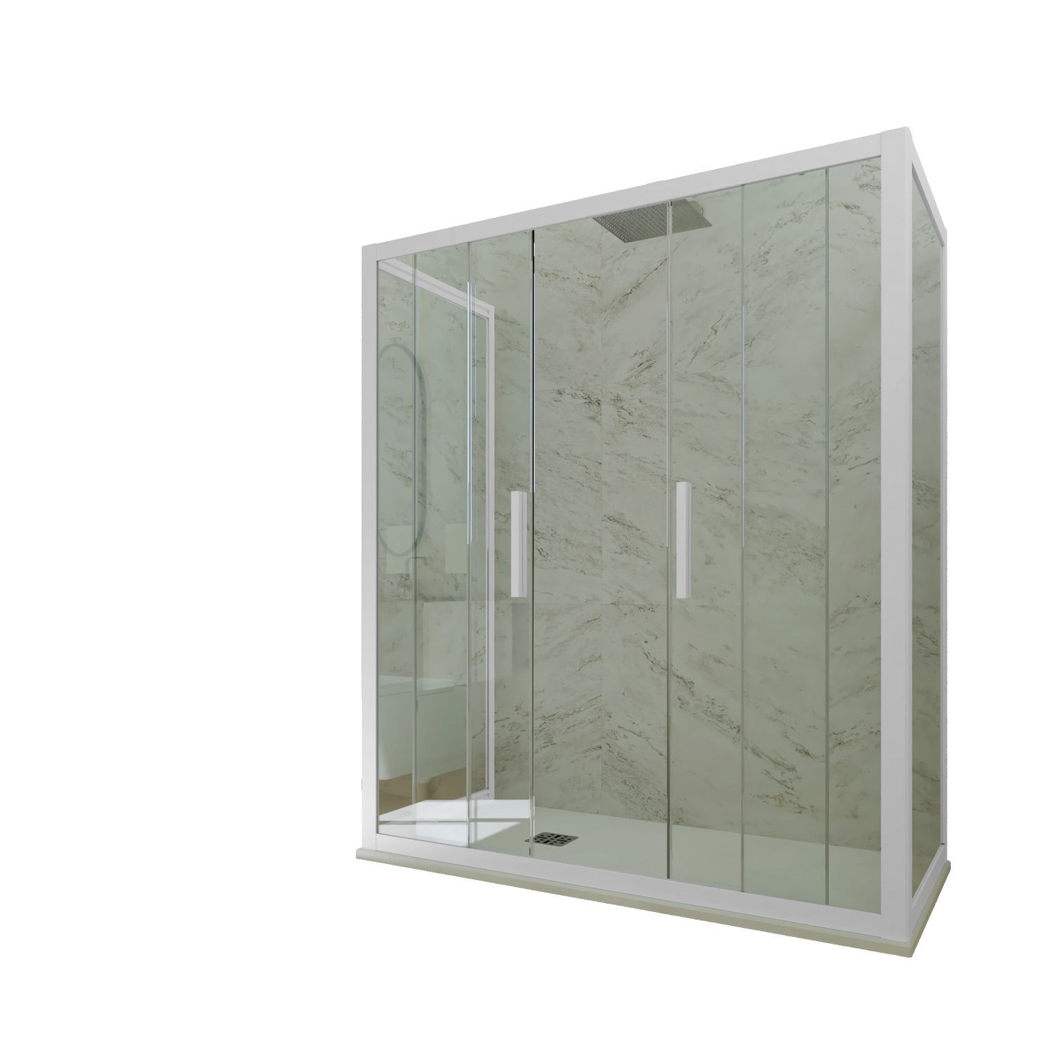 Cabine parois de douche 3 côtés coulissantes 80x150x80 cm H 200 en PVC