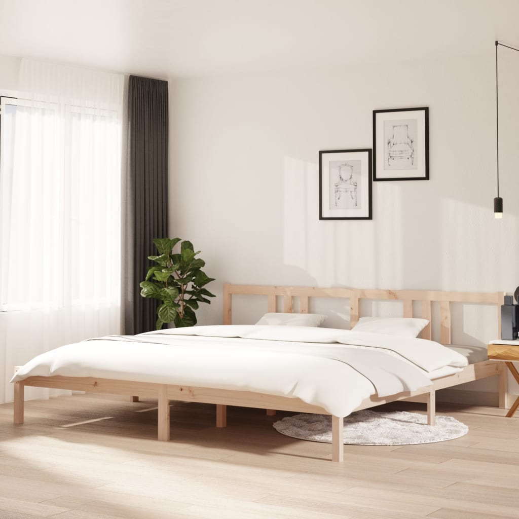 Łóżko Drewniane Brązowe Rama Łóżka Stelaż Do Pokoju Sypialni 200x200 cm