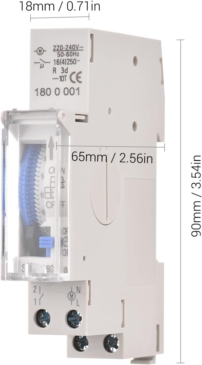 Interruptor temporizador mecânico, 24 horas AC 220-240V, intervalo de 15 minutos, 96 ciclos LIGADO/DESLIGADO, interruptor temporizador elétrico progra - 2