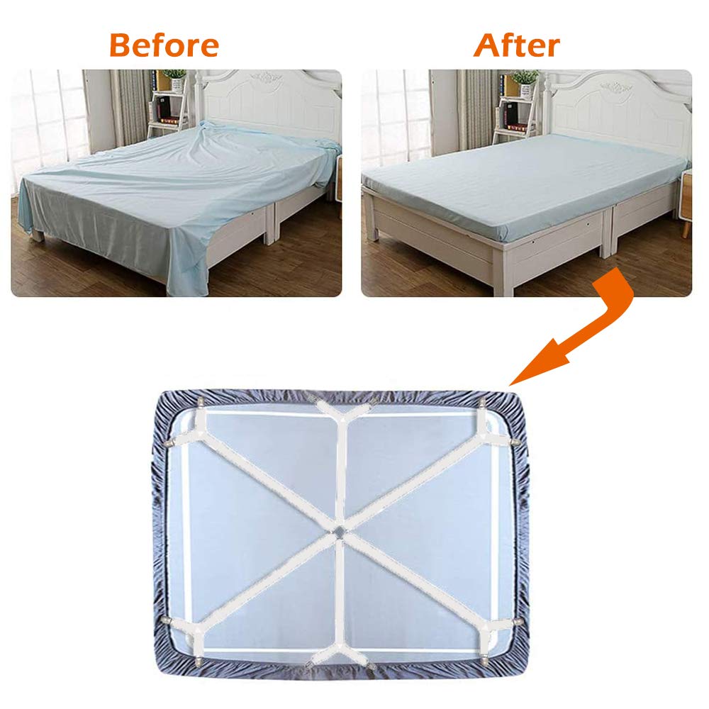 Tendeur Drap Housse Élastique,Réglable 6-Voies Attache Draps Housses,Drap de Lit Attaches,Sangle de Maintien Ajustable pour Tous Les Matelas - 2