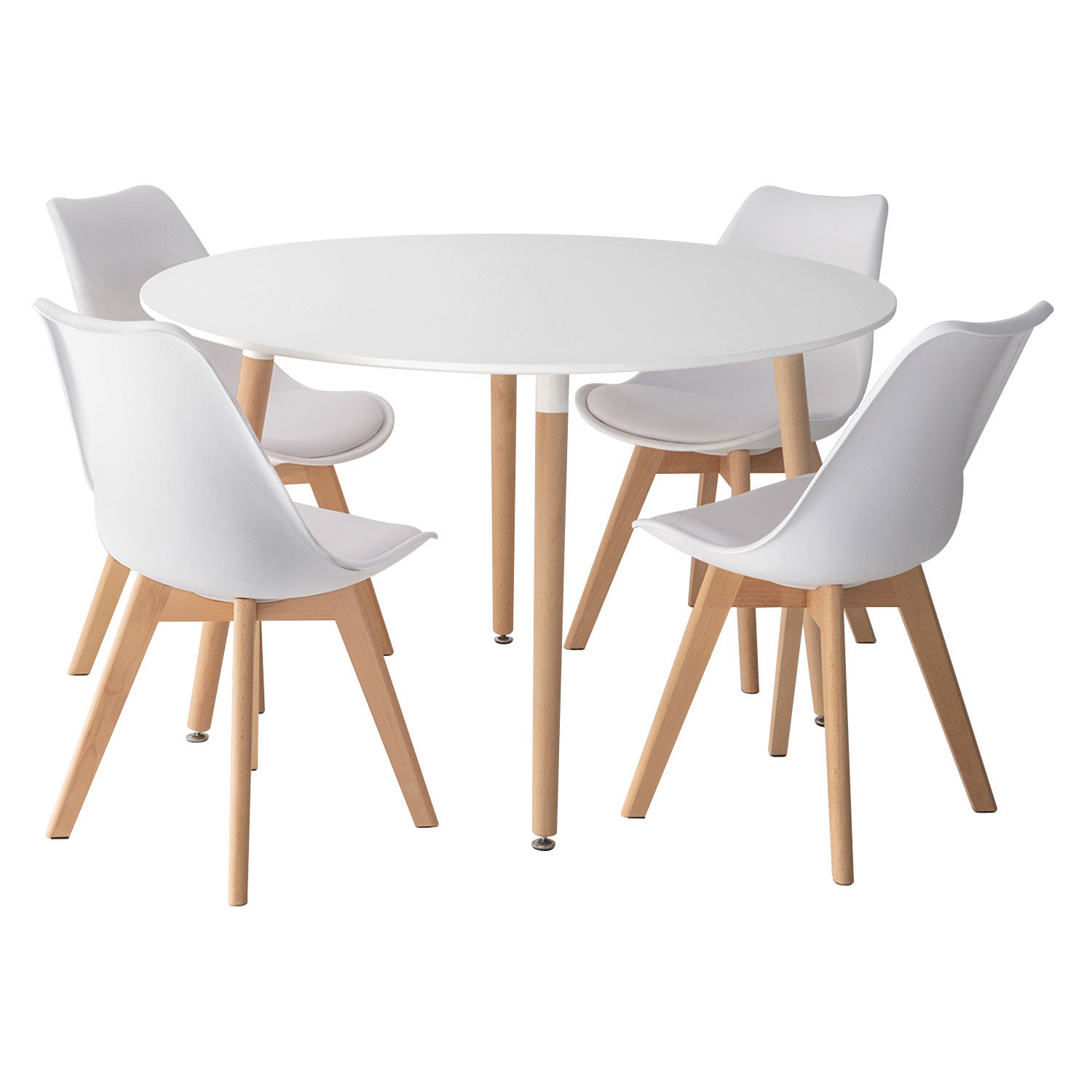 Ensemble table ronde 120cm MARTHA et 4 chaises NORA blanc - 2