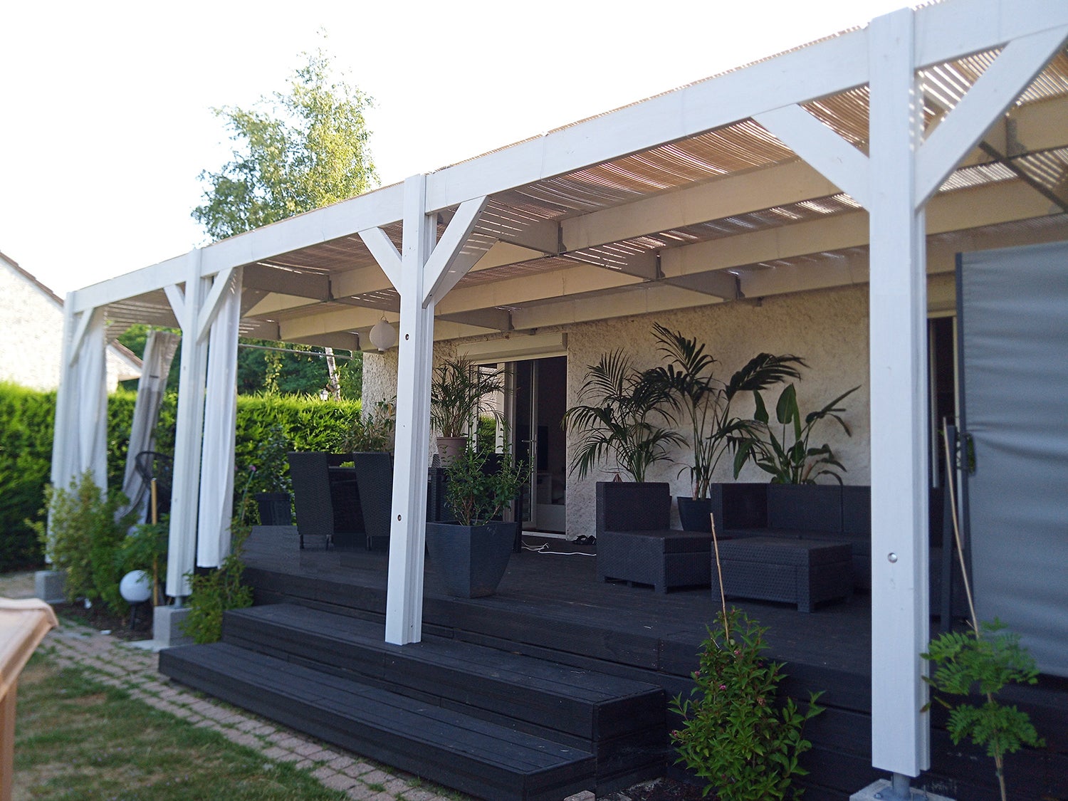 Carport adossé toit plat 400cmx1050cm, bois DOUGLAS Français (Charpente en bois-auvent-abri voiture) 42 m². Garantie 10 ans - 6