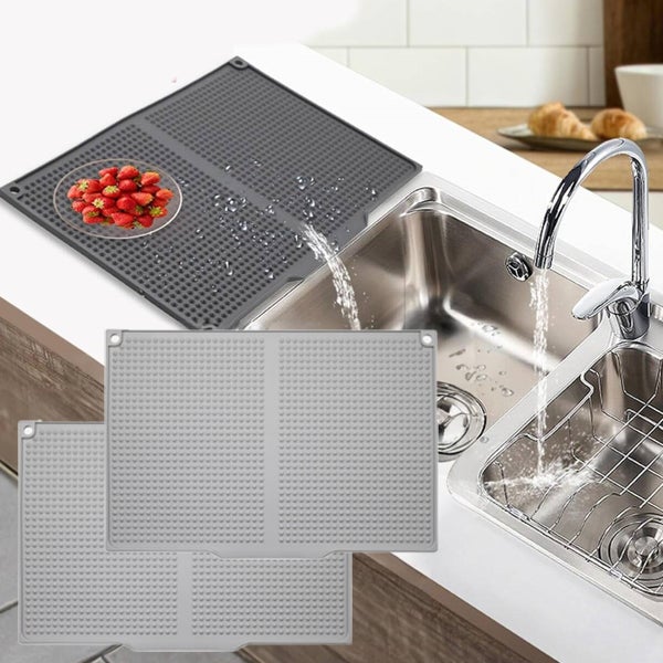 2 x Mata silikonowa do zlewu 45x30cm - Optymalny drenaż - Antypoślizgowa - Izolacja blatu kuchennego - Łatwa w czyszczeniu