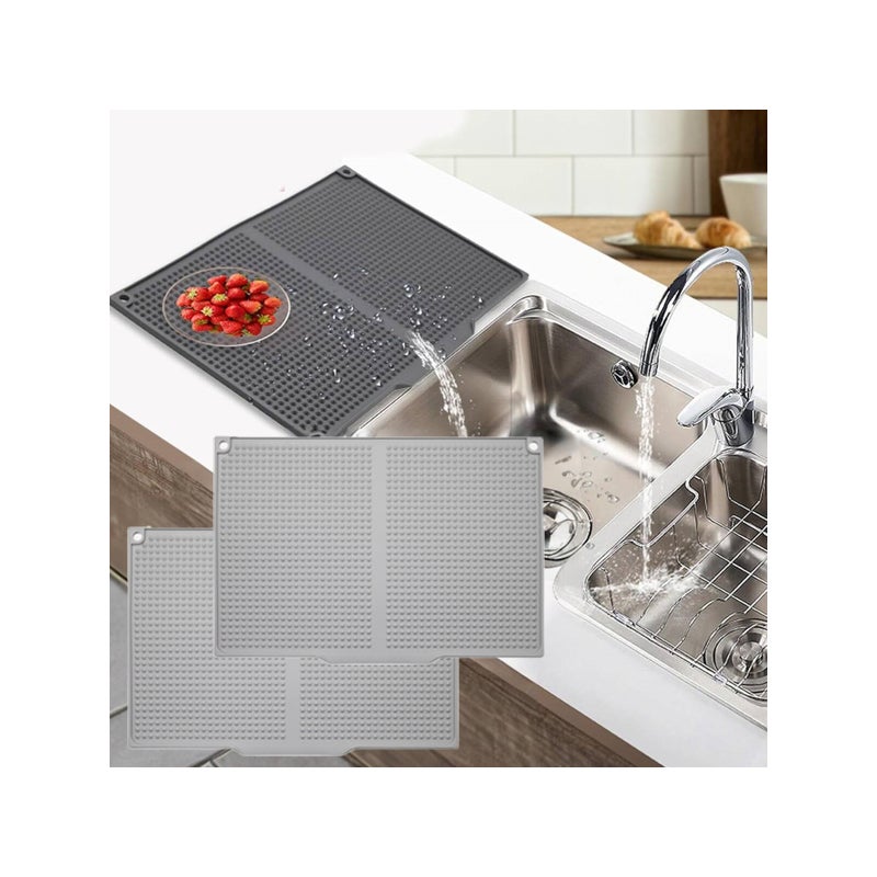2 x Mata silikonowa do zlewu 45x30cm - Optymalny drenaż - Antypoślizgowa - Izolacja blatu kuchennego - Łatwa w czyszczeniu