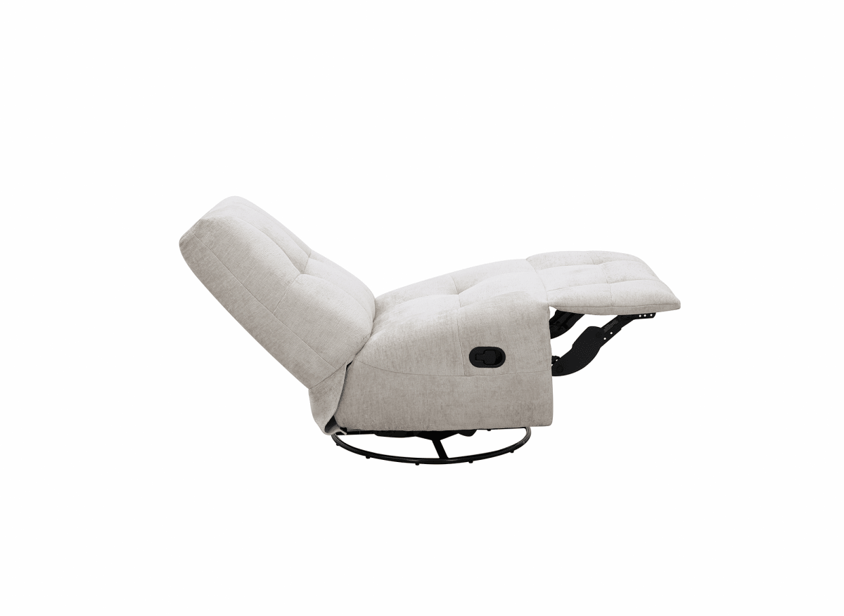 Fauteuil relax pivotant en velours chiné beige LISON - 3