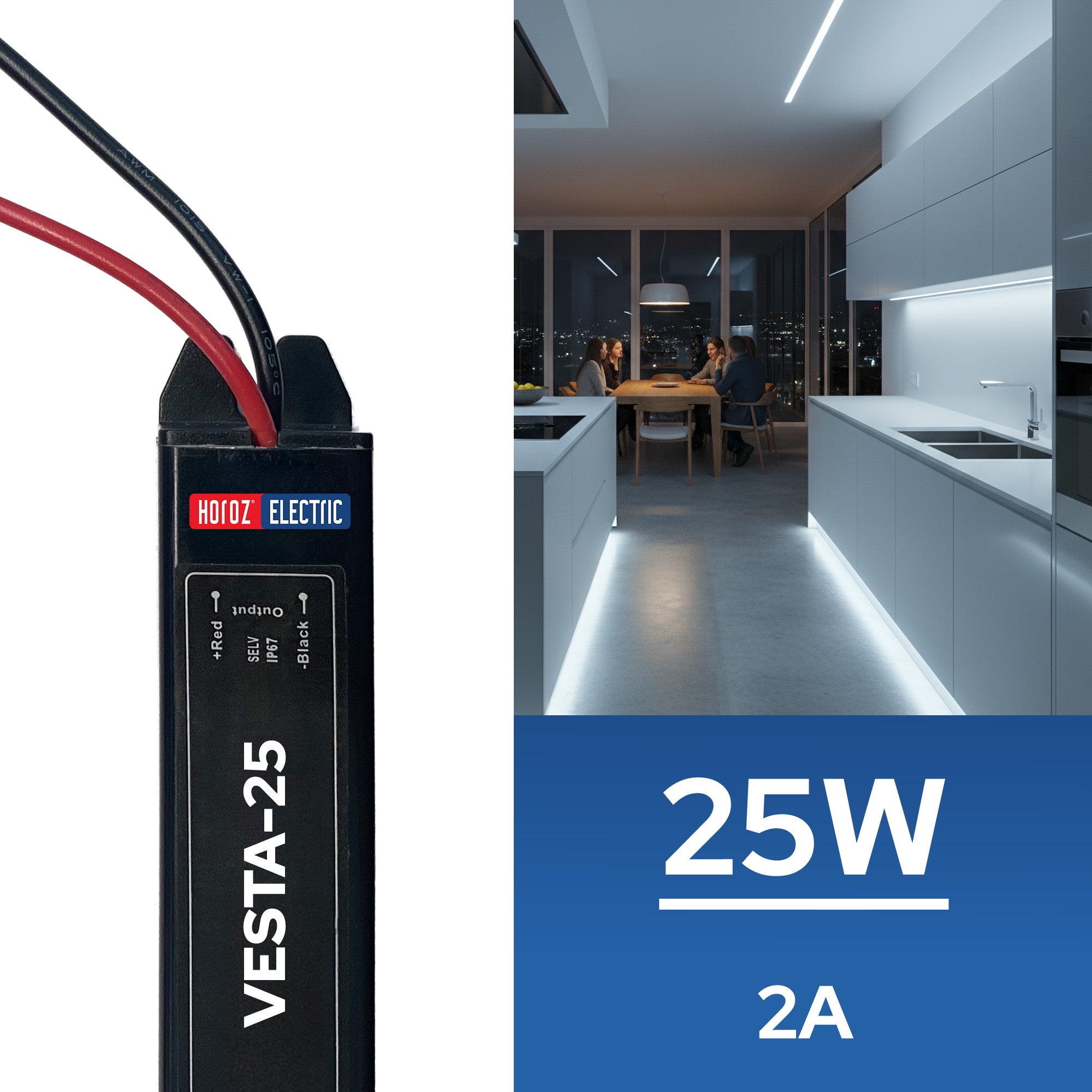 Zasilacz LED hermetyczny SLIM wodoodporny IP67 12V 2A 25W VESTA-25 HOROZ