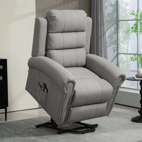 Sillón reclinable eléctrico con elevador, masaje 8 puntos, calefacción, resortes ensacados, función relax, ideal para personas mayores