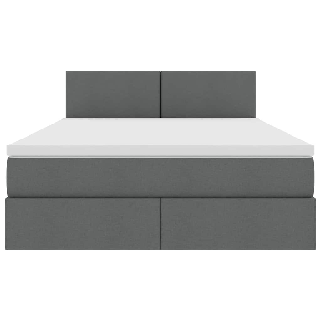Lit avec rangement et matelas gris foncé 140 x 200 cm velours - 7