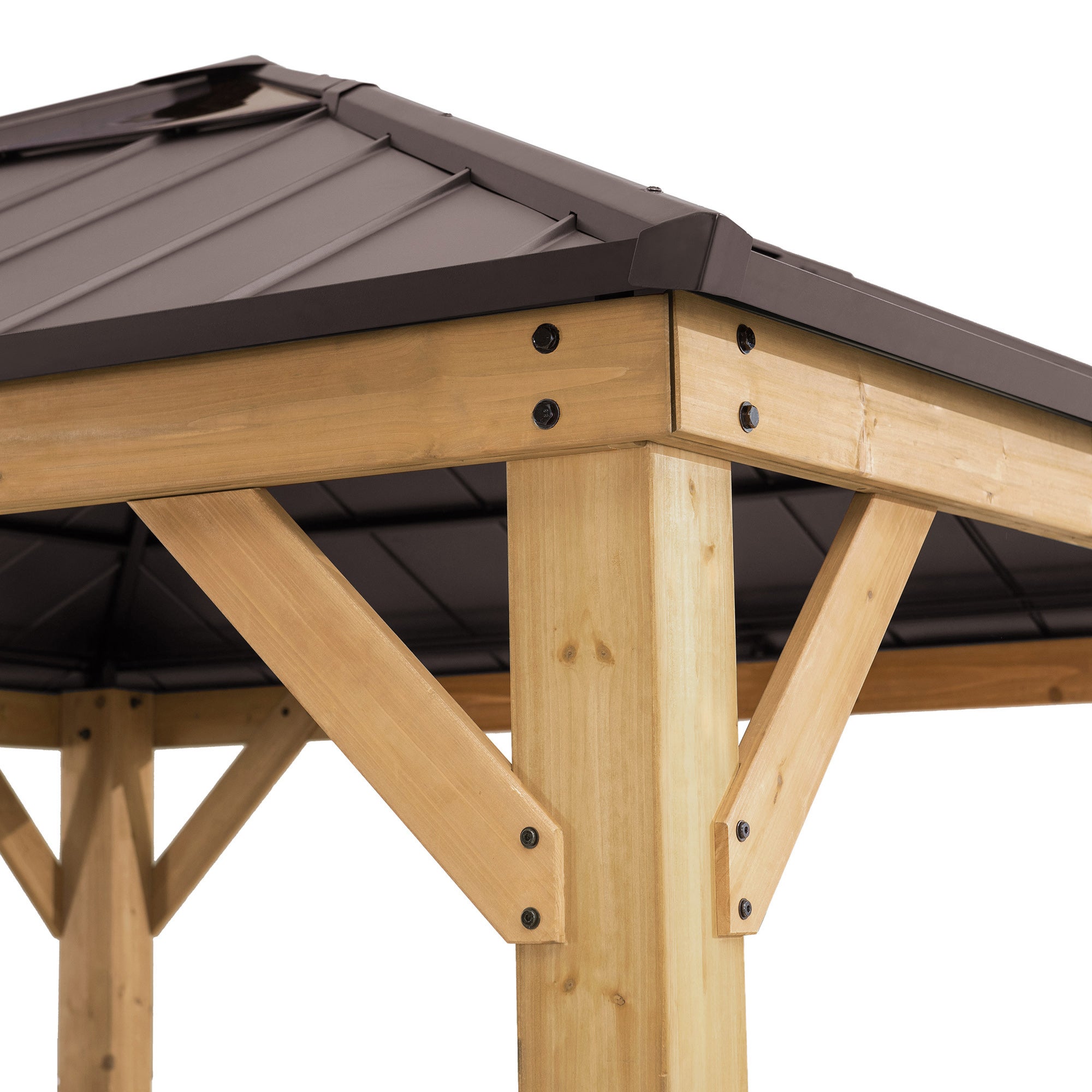 Tonnelle en bois de cèdre PIRIN - 336cm x 336cm, marron - 4