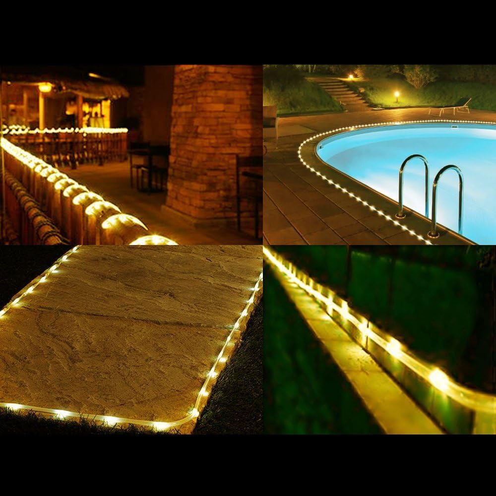 Cordão de luzes solares tubulares LED de 10 m e 100 LEDs para casamento, festa e Natal (branco quente) - 4