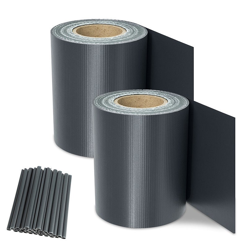 2 rolki folii PVC chroniącej przed wzrokiem 70 m x 19 cm do ogrodzenia ogrodu i balkonu, 60 klipsów w zestawie, antracyt