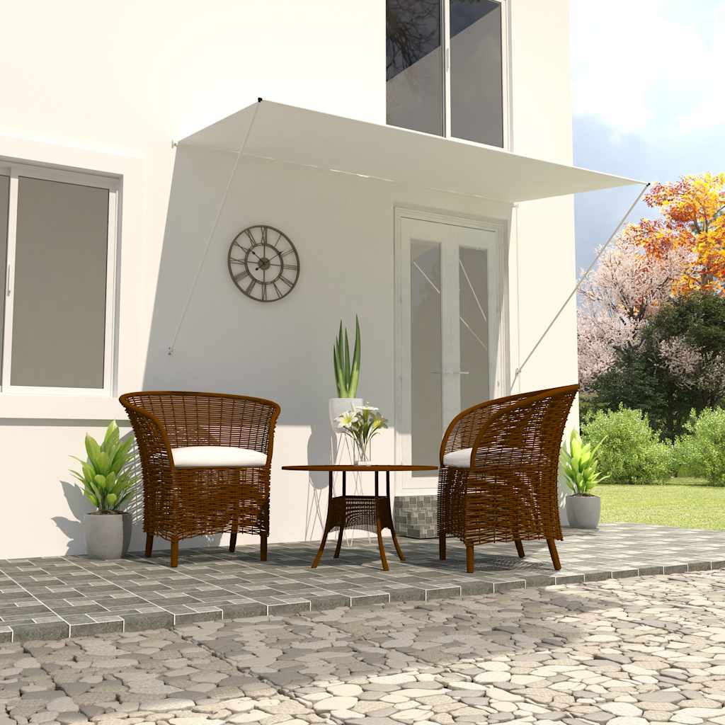 Toldo retráctil de 250x150 cm color crema.