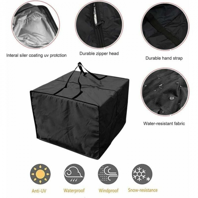 Durable 210D Sac de Rangement pour Coussin de Jardin, Fermeture éclair Housse Rangement Coussin Exterieur avec poignées et capacité 81 x 81 x 61 cm - 4