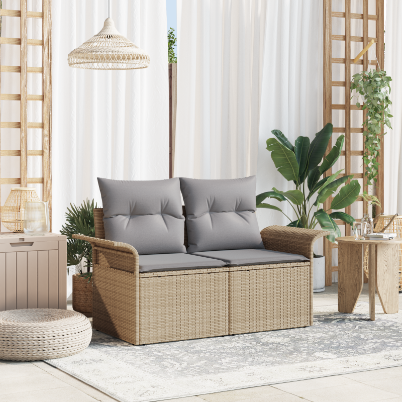 Sofa Ogrodowa z poduszką Beżowy 141 x 62 x 69cm polirattan vidaXL