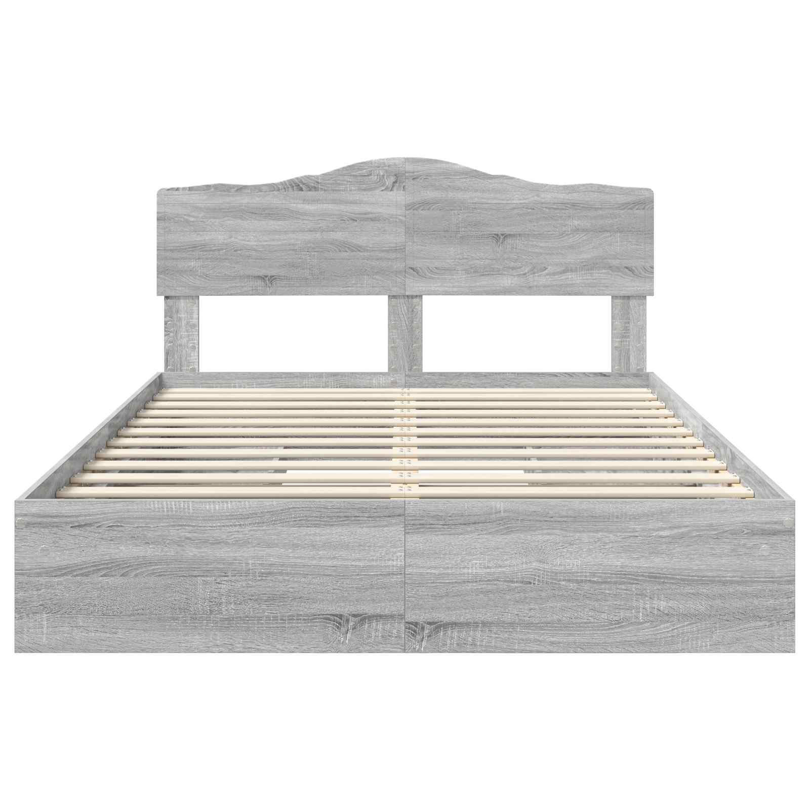 Lit de rangement gris 140 x 200 cm en panneau de bois - 8