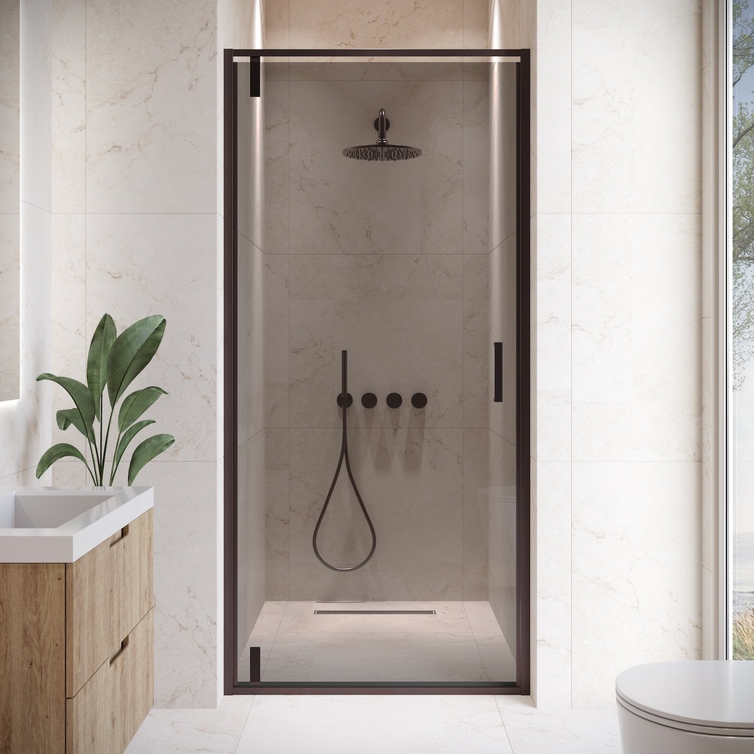 Paroi de Douche Seattle - 80 x 190 cm - Noir - 6 mm - noir | Leroy Merlin