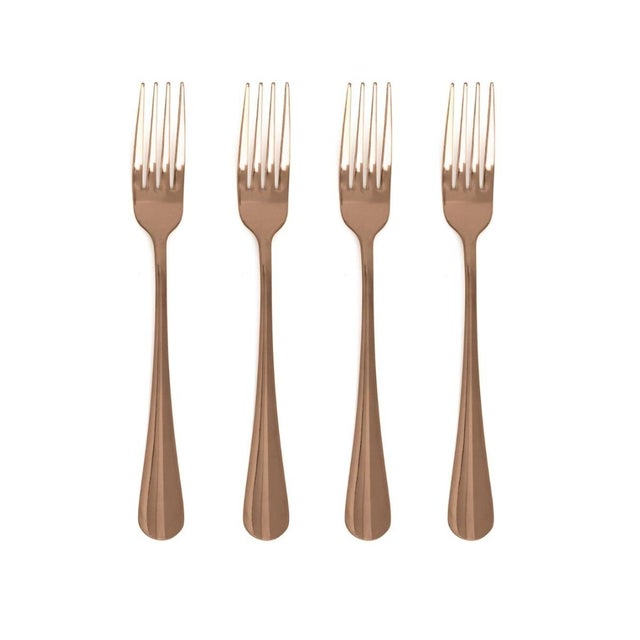 Pack de 4 tenedores Celebrart Quid cobre 20,5 cm
