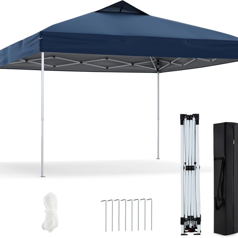 Namiot Składany 2,95 x 2,95 m, UV 50+, Altana Ogrodowa o Regulowanej Wysokości, 1 Zamek Centralny, Torba Transportowa, Pawilon na Imprezy (Niebieski)