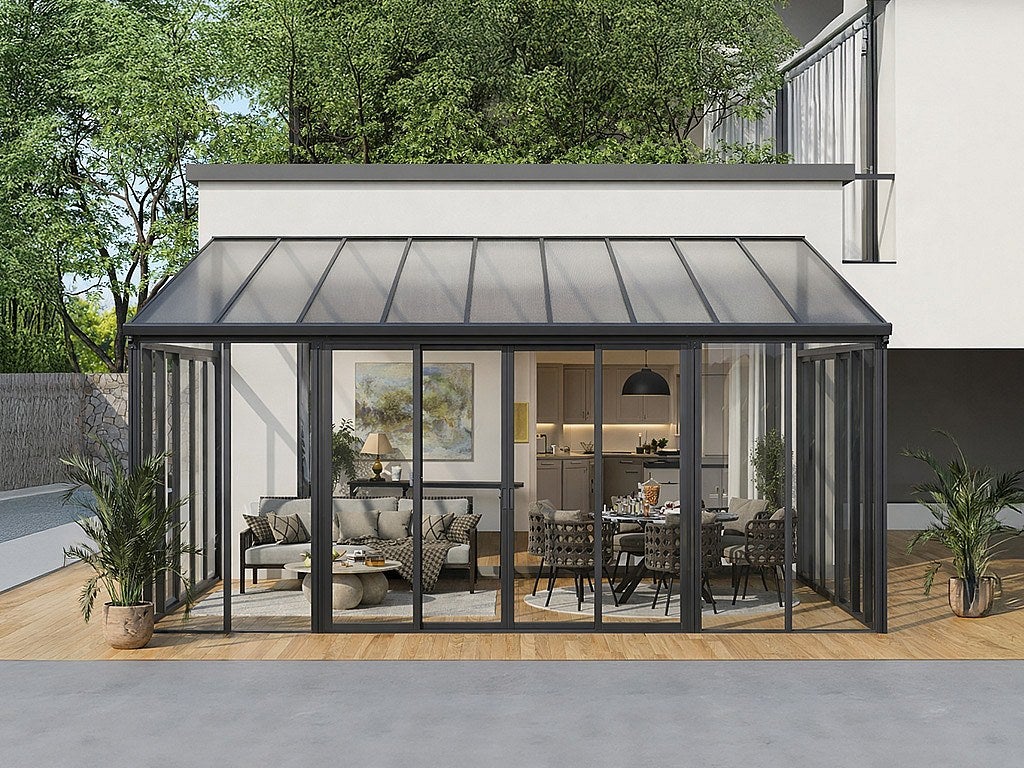 Weranda aluminiowa z poliwęglanu z ochroną UV - 20,9 m² - antracyt ...