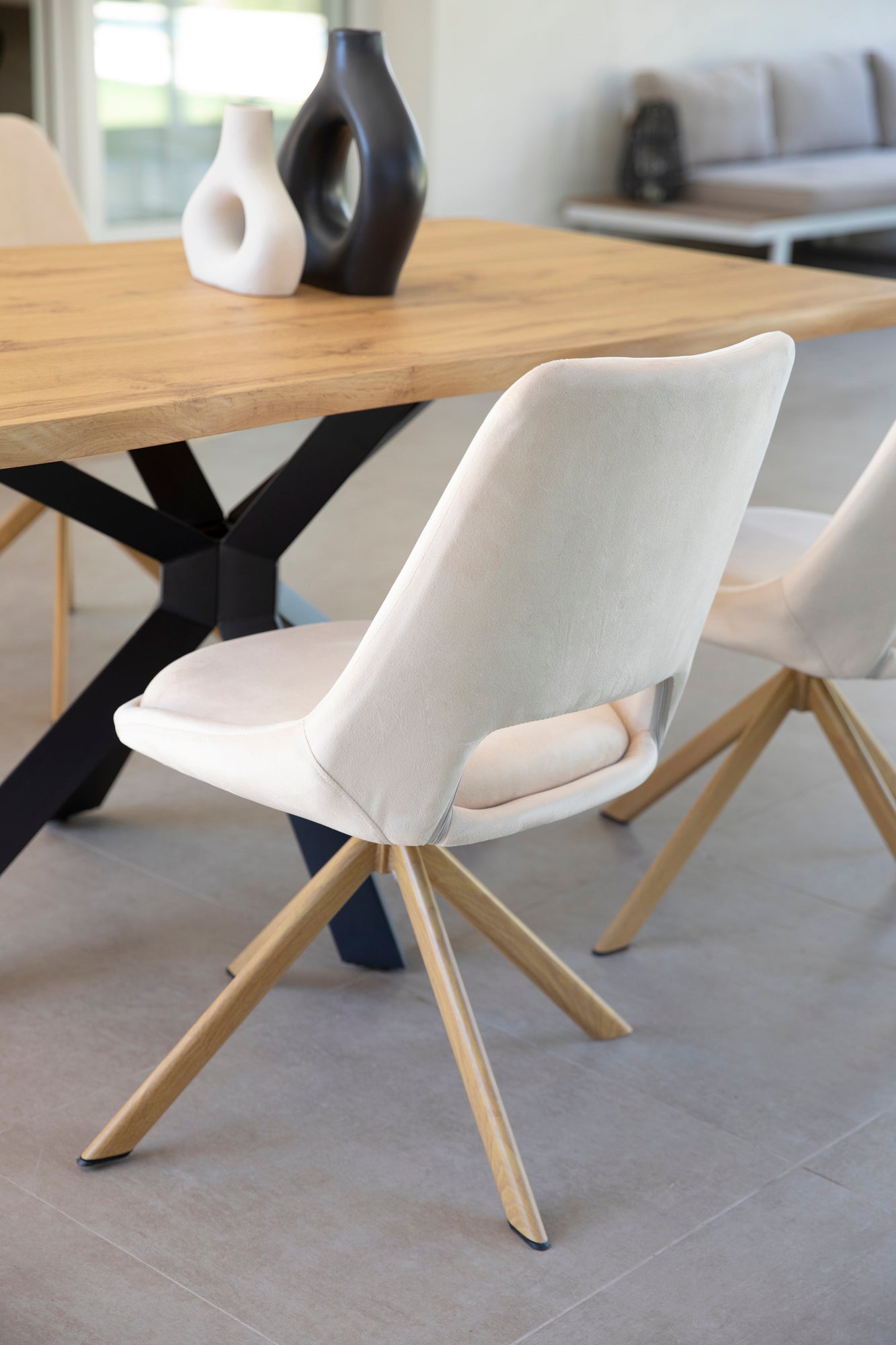 DUPI Mesa de Comedor Fija Nordic, Efecto Madera Natural, Patas Metálicas Grafito, Diseño Industrial, 140x90cm - 5