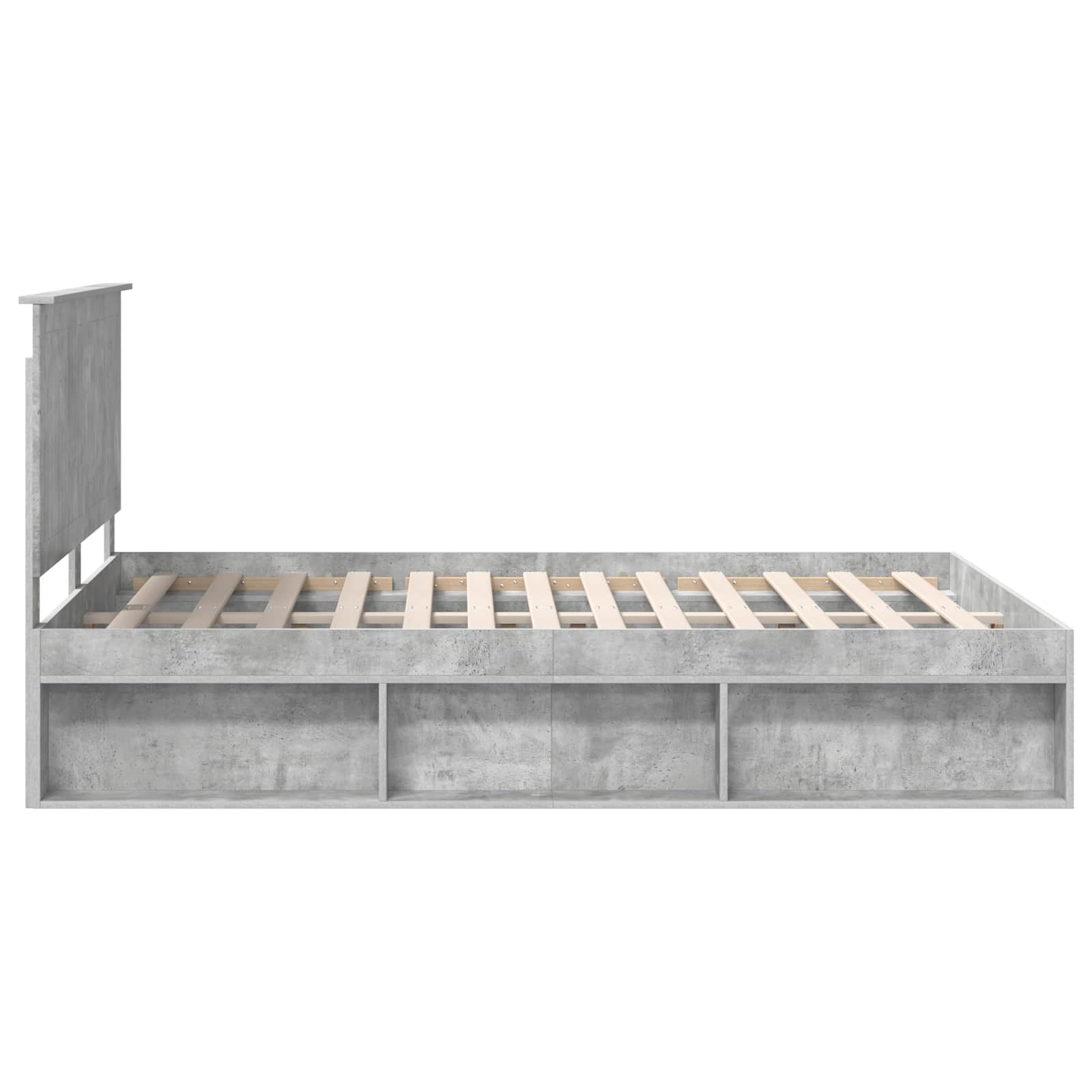 Cadre de lit gris béton en bois de pin massif pour la chambre, 135 × 190 cm - 8