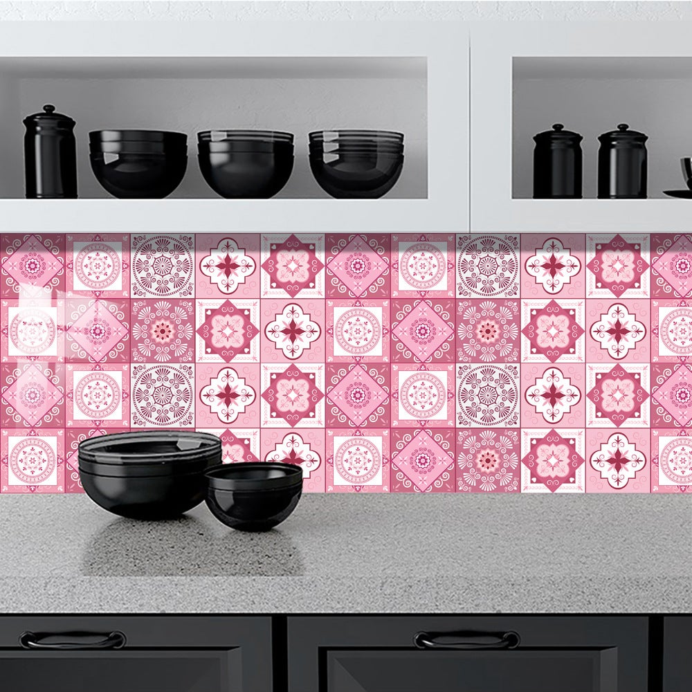 Stickers Carrelage Géométrique Beige 20x20cm - 10 Pièces - Adhésif PVC Imperméable Pour Cuisine & Salle De Bain