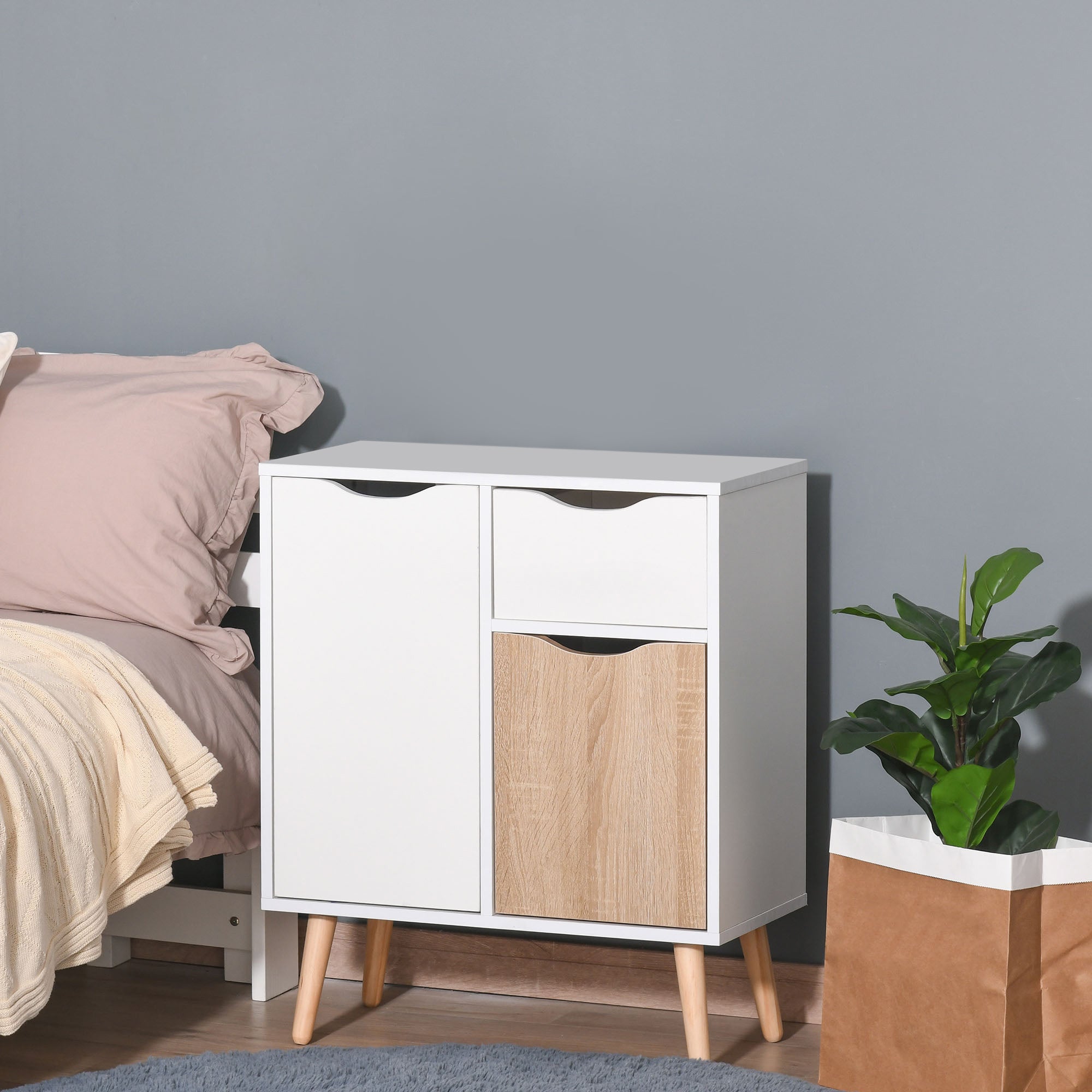 Buffet Meuble de Rangement Design scandinave 2 placards tiroir ...