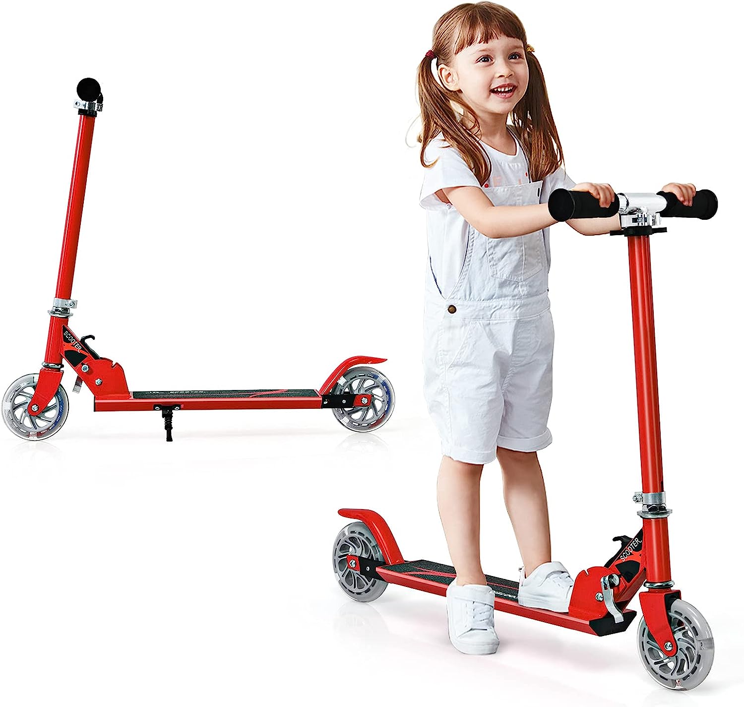 Hulajnoga dla dzieci 2 koła Składana hulajnoga dla dzieci Kick - czerwona