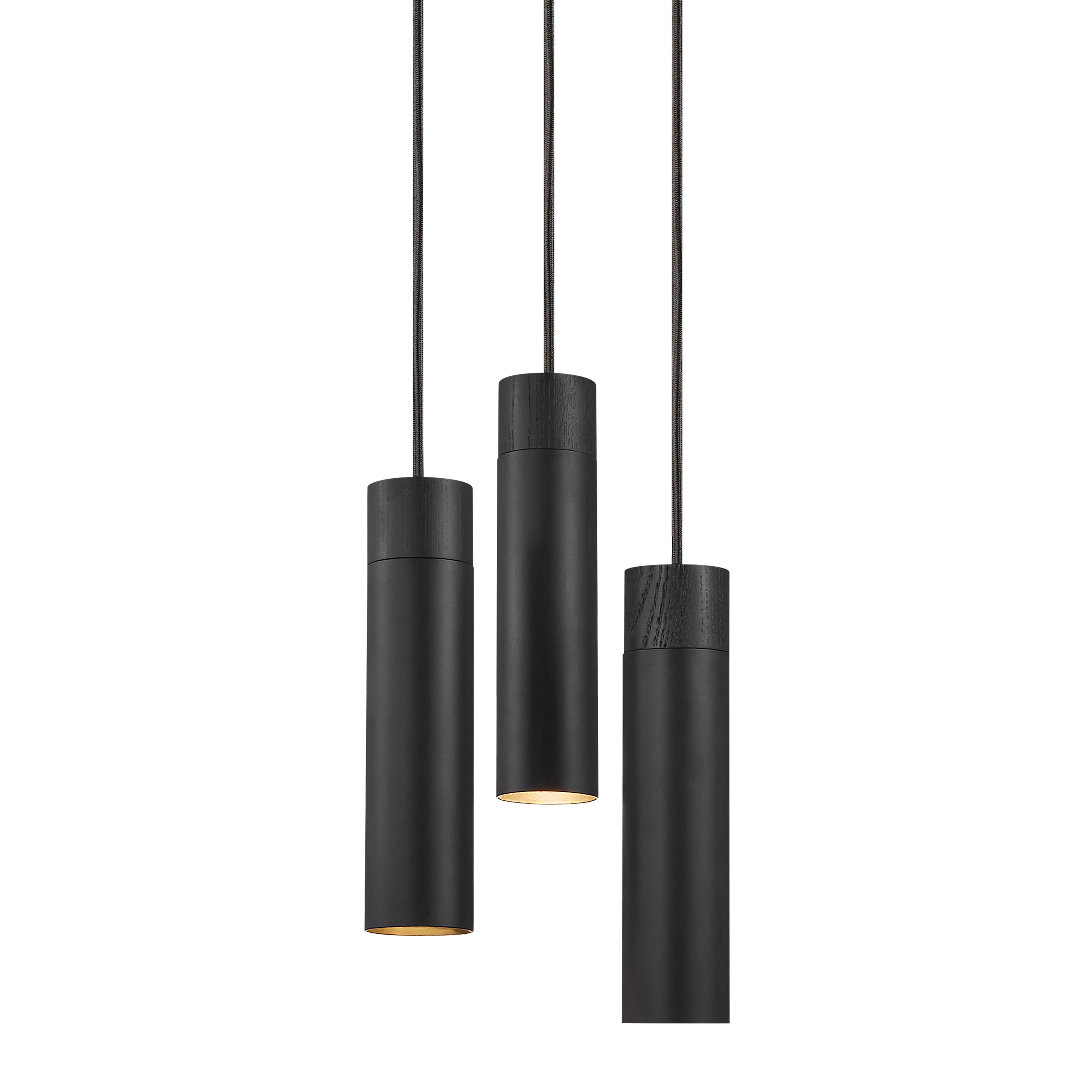 Lampa wisząca 3 światła cylindryczny podłużny i drewniany element czarny ø22cm TILO Nordlux