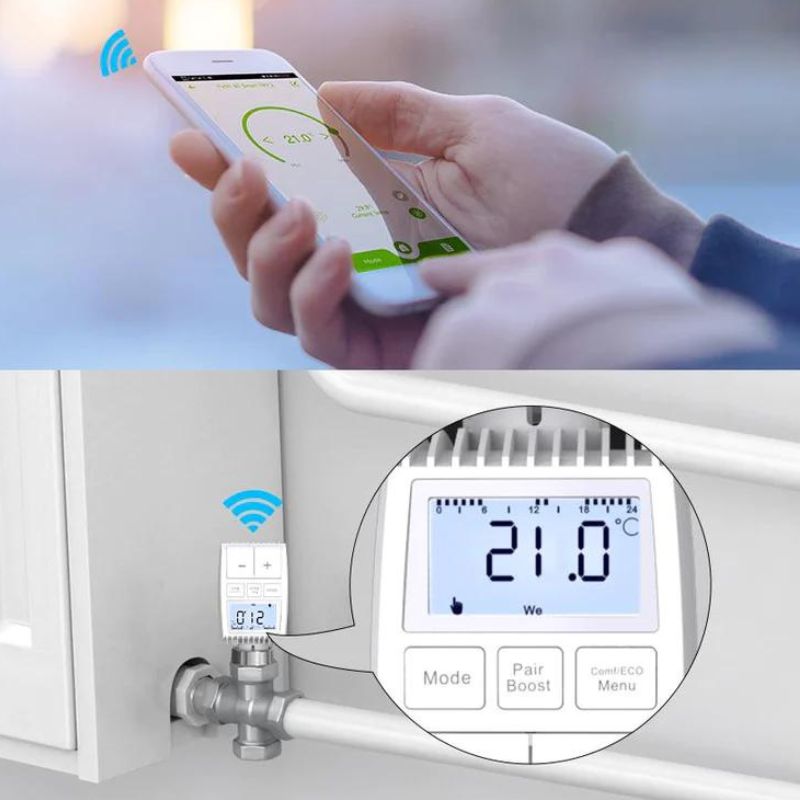 Pack de 4 - Tête Thermostatique Connectée Universelle avec Ecran LCD - SILUMEN - 4