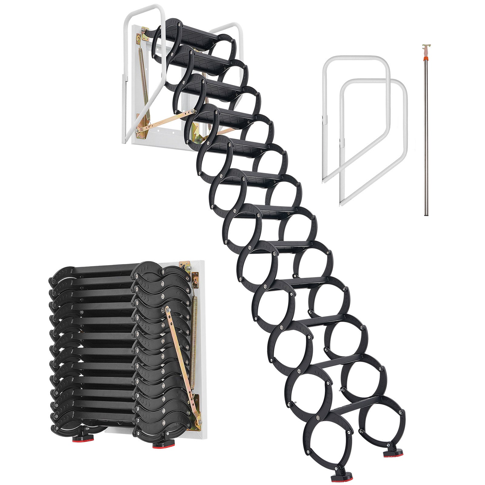 Schody strychowe VEVOR, schody na poddasze, schody magazynowe, schody nożycowe, stalowe 2,9-3,05 m