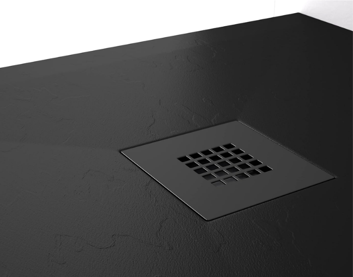 Piatto doccia 70x90 h.2,8 in marmo resina effetto pietra nero opaco Ardesia - 4