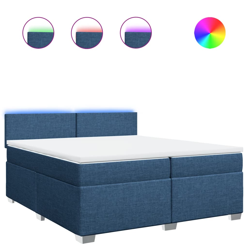 Maison Exclusive - Sommier à lattes de lit avec matelas Bleu 200x200 cm Tissu - 2
