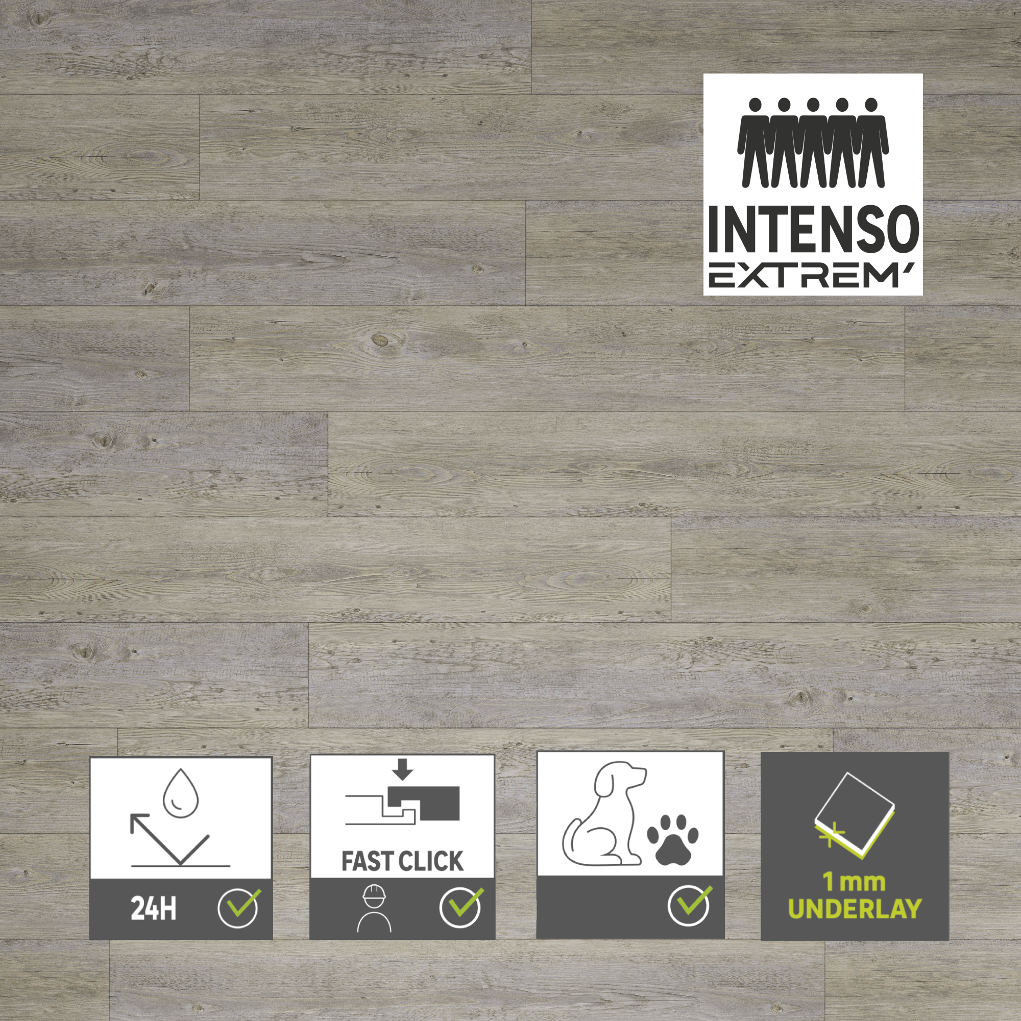 ARTENS - Lames PVC à clipser intenso extrem' XL sous couche intégrée- Effet bois grège - Epaisseur 5,5 mm - 1,54 m²/ 7 lames - MERIDA - 3