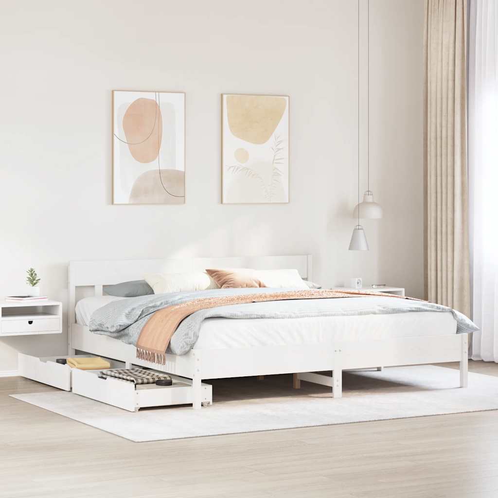Łóżko Drewniane Rama Łóżka Sofa Biała Do Sypialni Pokoju 180x200 cm