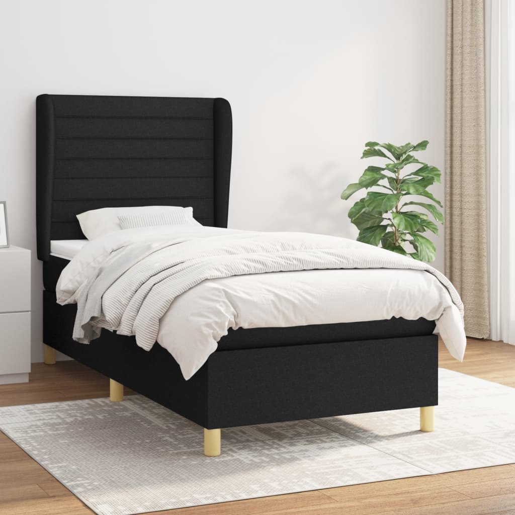 Sommier Tapissier 90x200 Sommiflex Fabriqué En France - Noir à Lattes Renforcées