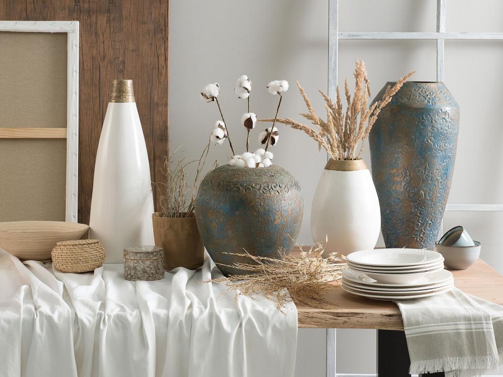 Vase Céramique Fait Main Or EVANILIFE – Décoratif, Fleurs, Intérieur, Fabriqué En Turquie