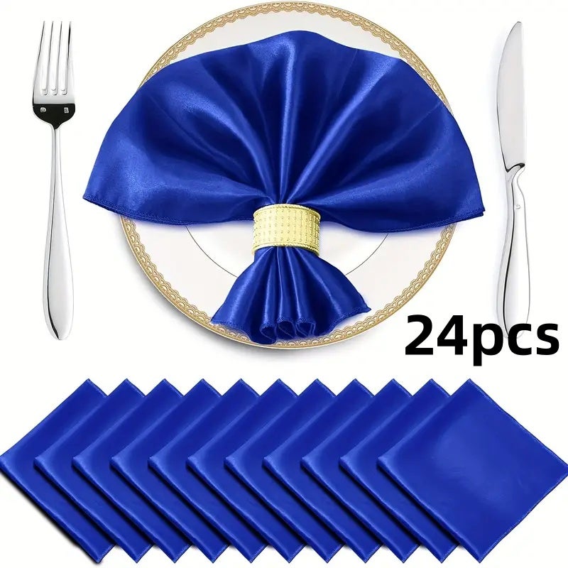 24 niebieskie eleganckie serwetki, kwadratowe serwetki obiadowe 17x17 cali, chusteczki do dekoracji bankietowych i restauracyjnych