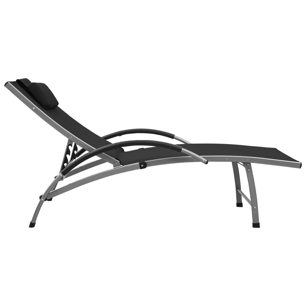 Chaise longue Textilène et aluminium Noir 2 - 3