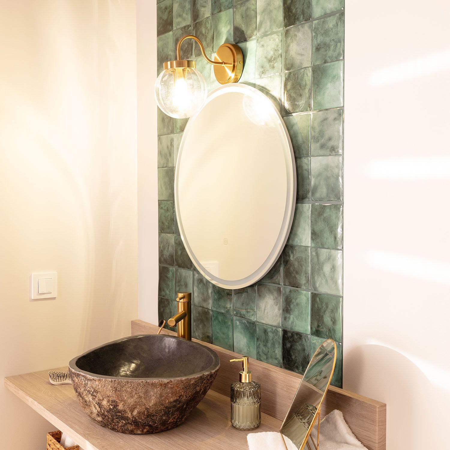 Ledkia Candeeiro de Parede Exterior Metal e Vidro Driyah Dourado - 3