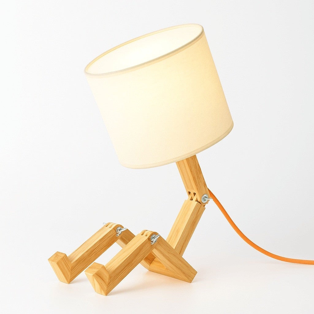 Barcelona Led Lámpara De Mesa De Madera Articulada Yoki Blanca/Naranja , Leroy Merlin
