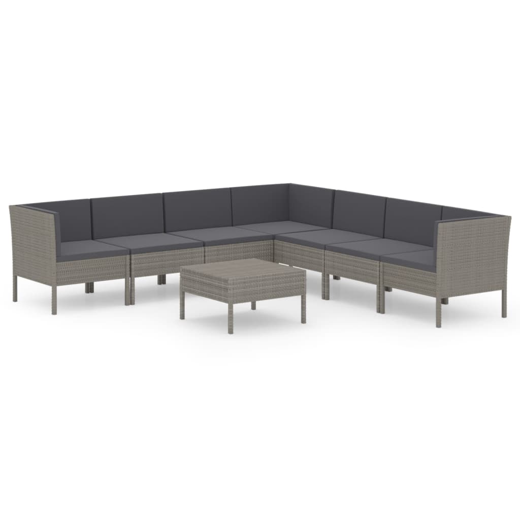 Salon bas de jardin en Rattan synthétique Gris 8 personnes - 8