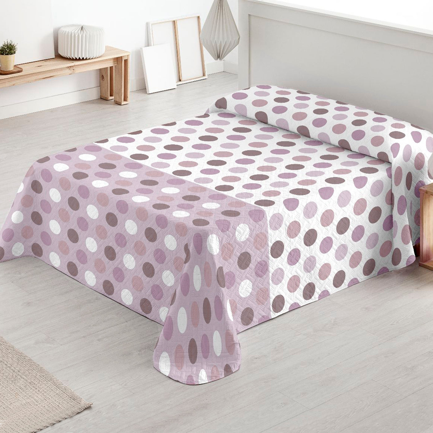 Home mercury- colcha bouti rombos para verano y entretiempo 100% poliéster. colchas cubre cama fina (circulos lila, cama 105-200x260cm)